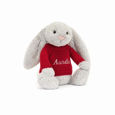 Jellycat Bashful Silver Conejo with Red Jumper | BLFP-05632